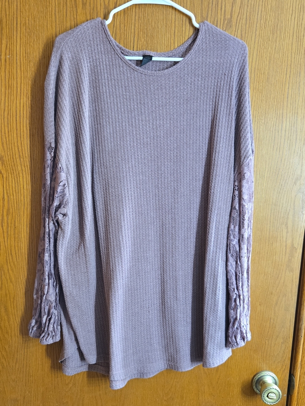 Mauve Lace Sleeve Thermal Tunic